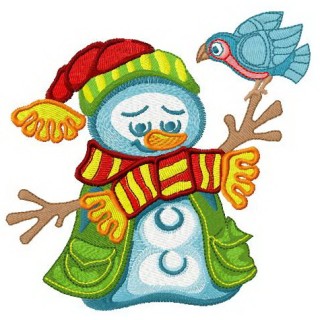 Happy snowman embroidery design - Embroidery Design