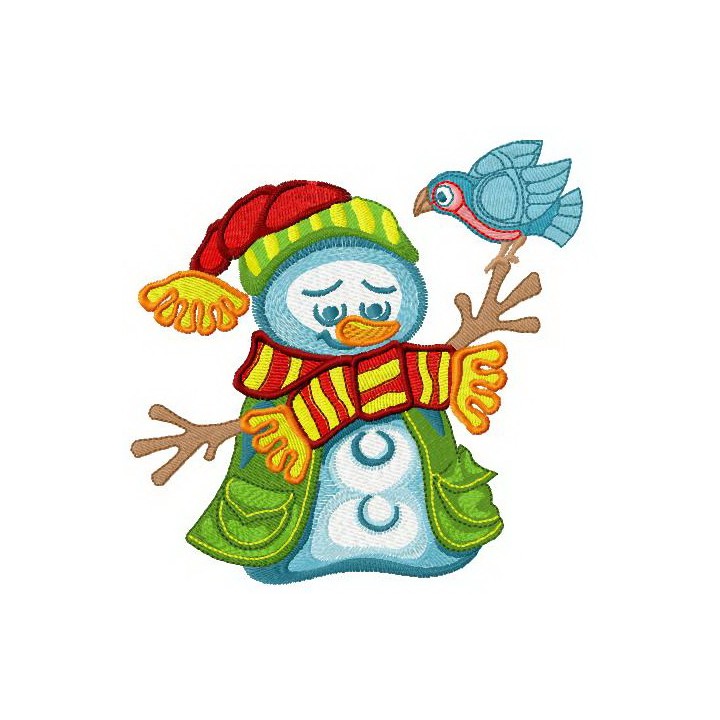 Happy snowman embroidery design - Embroidery Design