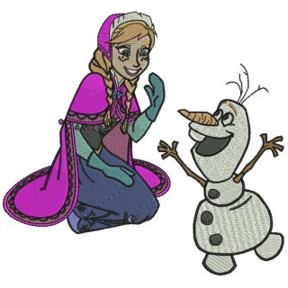 Anna and Olaf  embroidery design - Embroidery Design
