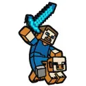 Minecraft warrior 2 embroidery design featuring a pixelated character, ideal for stitching on t-shirts or hoodies.