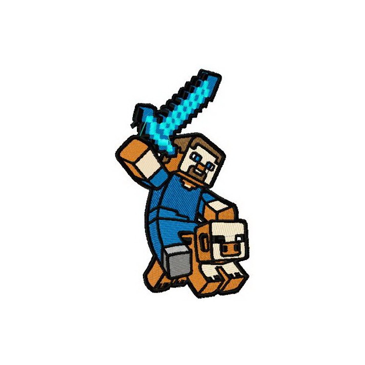 Minecraft warrior 2 embroidery design - Embroidery Design