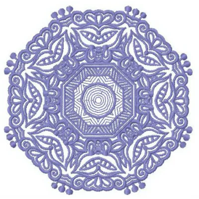 Lace doily 7 embroidery design featuring intricate snowflake patterns, ideal for home decor projects.
