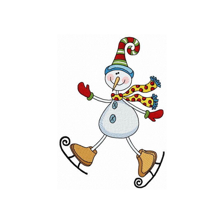 Snowman skating 2 embroidery design - Embroidery Design