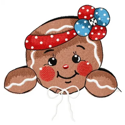Preview of American gingerbread 3 embroidery design featuring a festive gingerbread motif for holiday stitching.