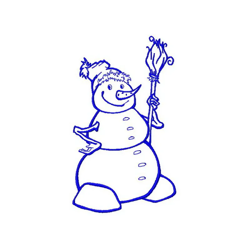Happy snowman embroidery design showcasing a cheerful snowman, ideal for winter-themed stitching projects.