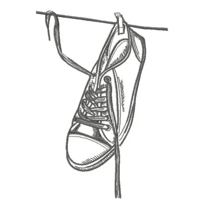 Wet gumshoes 3 embroidery design featuring playful footwear motifs, perfect for spring-themed projects.