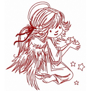 Angel with star dust 4 embroidery design - Embroidery Design