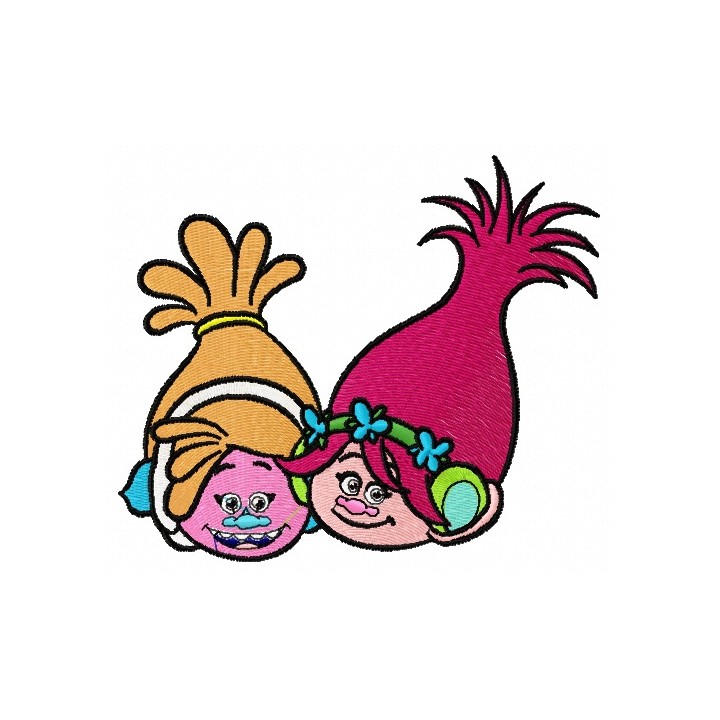 Princess Poppy and DJ Suki 3 embroidery design - Embroidery Design