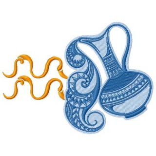 Zodiac sign Aquarius 4 embroidery design - Embroidery Design