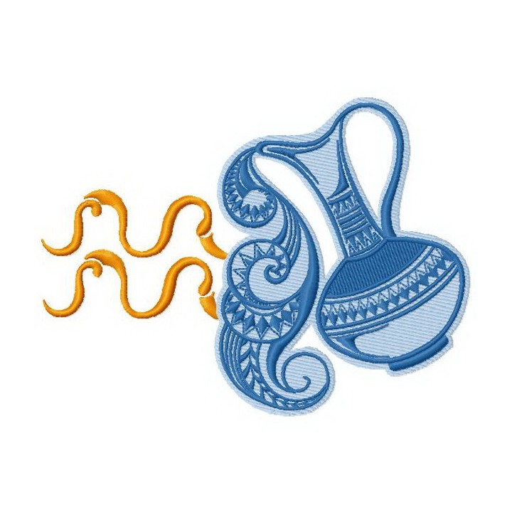 Zodiac sign Aquarius 4 embroidery design - Embroidery Design