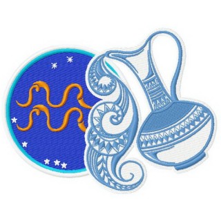 Zodiac sign Aquarius 3 embroidery design - Embroidery Design