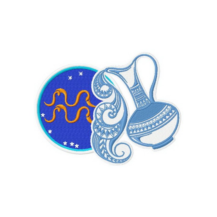 Zodiac sign Aquarius 3 embroidery design - Embroidery Design