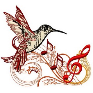 Musical humming-bird 2 embroidery design - Embroidery Design