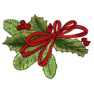 Decoration with holly embroidery design - Embroidery Design