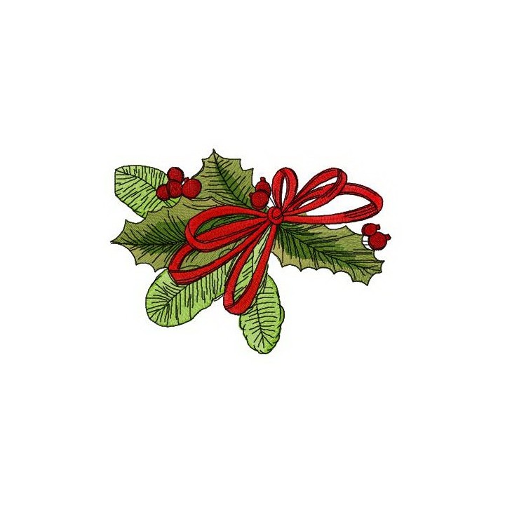 Decoration with holly embroidery design - Embroidery Design
