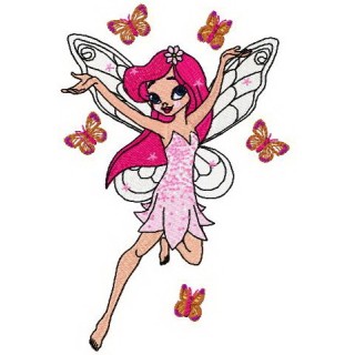 Young butterfly fairy 2 embroidery design - Embroidery Design