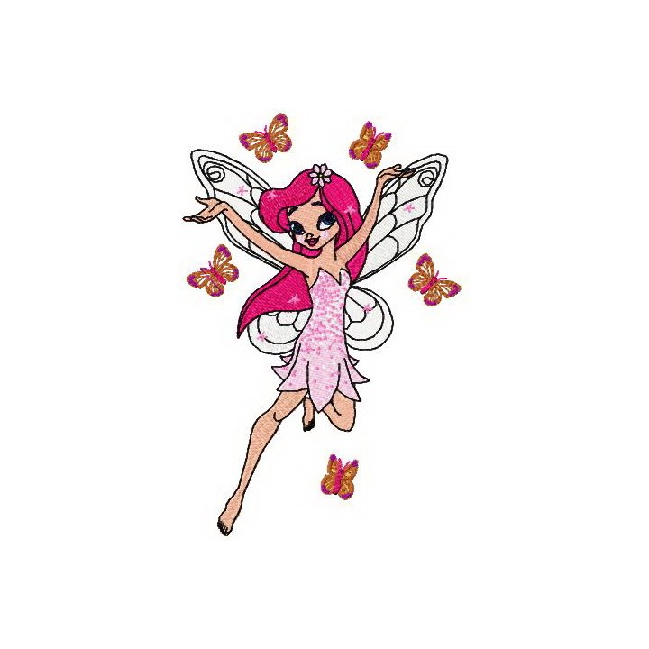 Young butterfly fairy 2 embroidery design - Embroidery Design