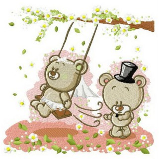 Teddy bear's wedding embroidery design - Embroidery Design