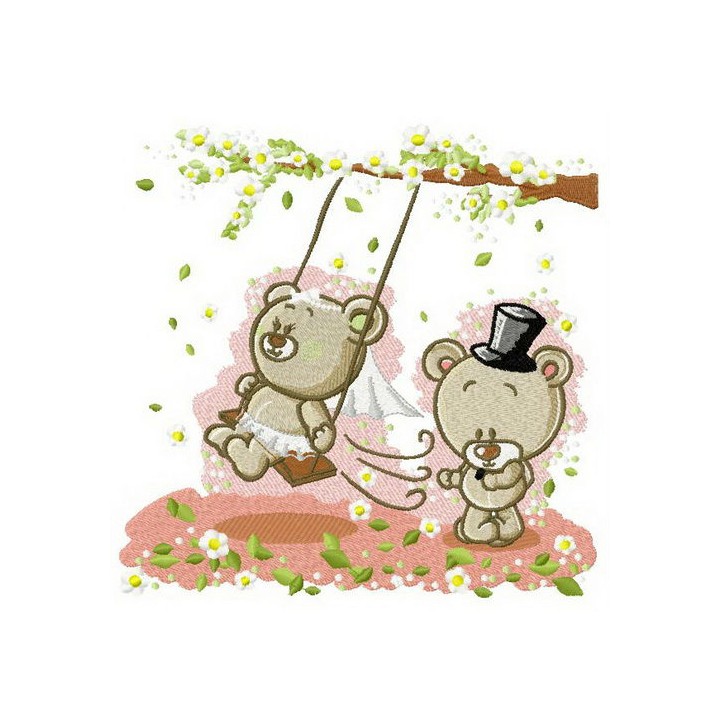 Teddy bear's wedding embroidery design - Embroidery Design