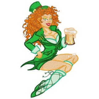 Irish beer girl embroidery design - Embroidery Design