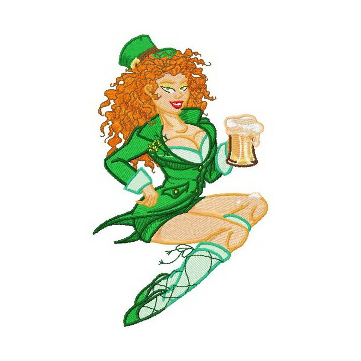 Irish beer girl embroidery design - Embroidery Design