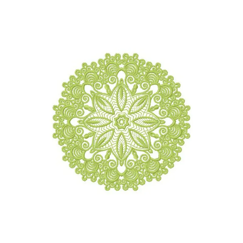 Lace doily 6 embroidery design featuring intricate snowflake patterns, ideal for elegant home décor.