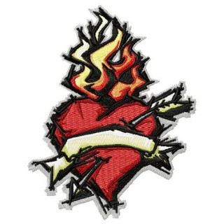 Burning heart embroidery design - Embroidery Design
