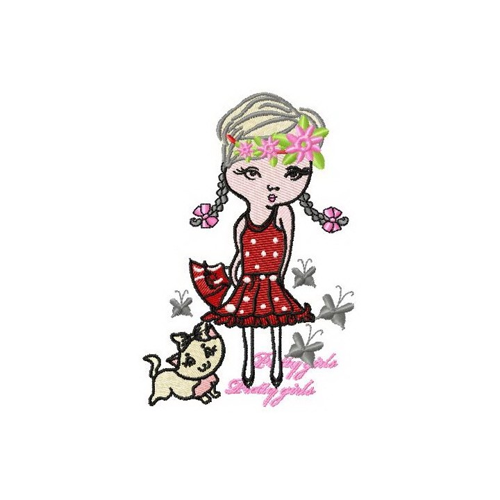 Pretty girls, friendly girls embroidery design - Embroidery Design