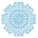 Intricate lace doily embroidery design featuring a delicate snowflake pattern, ideal for enhancing various fabric projects.