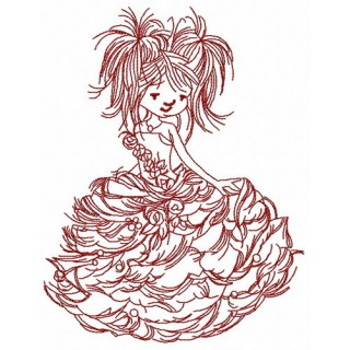 Girl in a luxurious dress 3 embroidery design - Embroidery Design