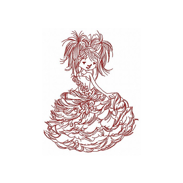 Girl in a luxurious dress 3 embroidery design - Embroidery Design