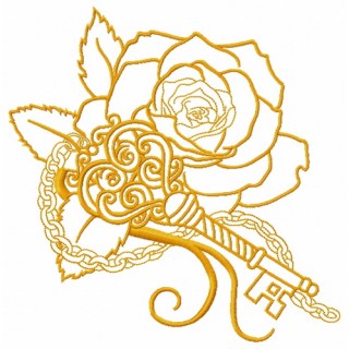 Rose and vintage key 4 embroidery design - Embroidery Design