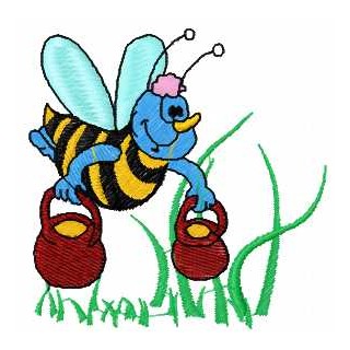 Bee with honey 2 embroidery design - Embroidery Design