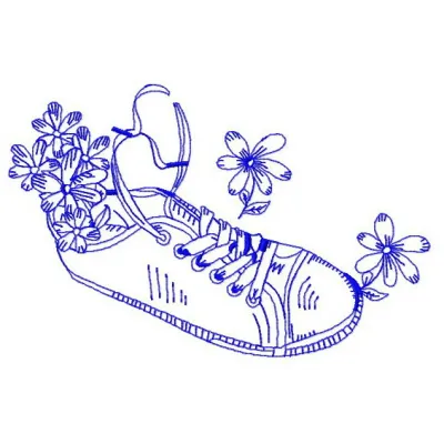 Gumshoes 7 embroidery design featuring playful sneakers, perfect for stitching on t-shirts or tote bags.