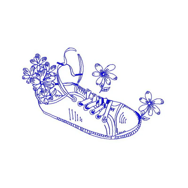 Gumshoes 7 embroidery design featuring playful sneakers, perfect for stitching on t-shirts or tote bags.
