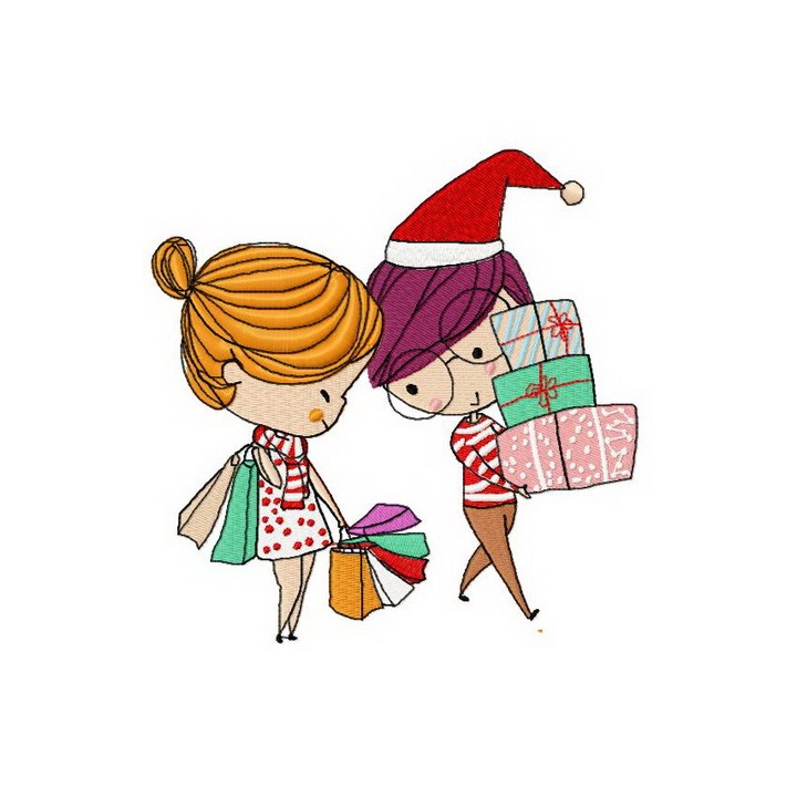 Christmas shopping 2 embroidery design - Embroidery Design
