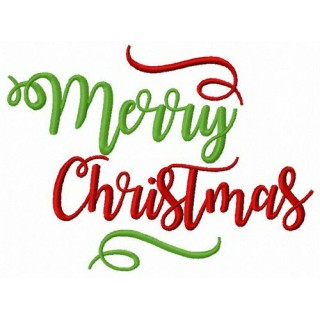Merry Christmas red and green embroidery design - Embroidery Design