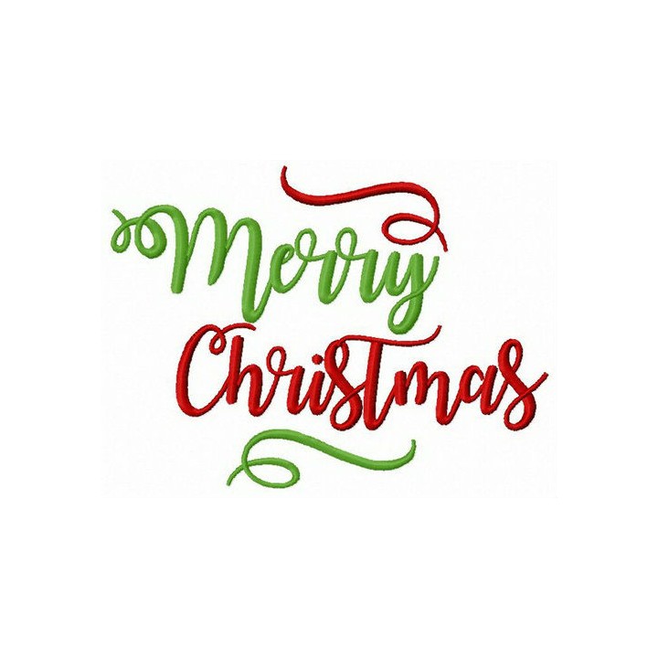 Merry Christmas red and green embroidery design - Embroidery Design