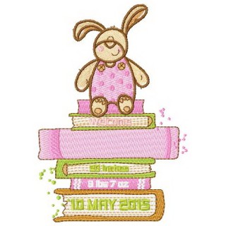 Birth announcement bunny embroidery design - Embroidery Design