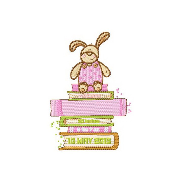 Birth announcement bunny embroidery design - Embroidery Design