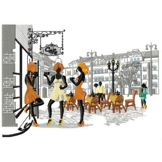 French cafe embroidery design - Embroidery Design