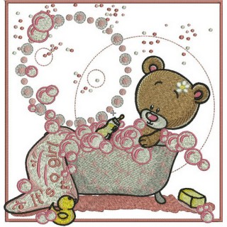 Teddy's bath time embroidery design - Embroidery Design