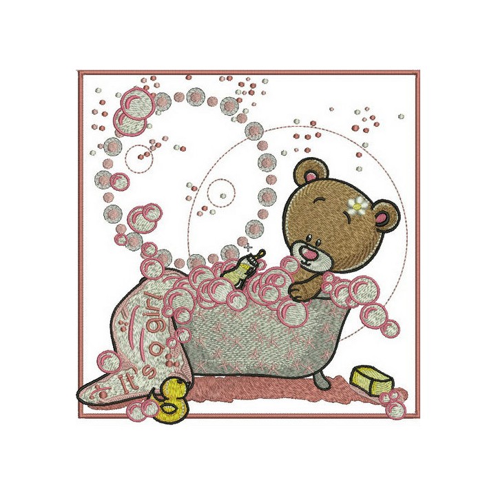 Teddy's bath time embroidery design - Embroidery Design