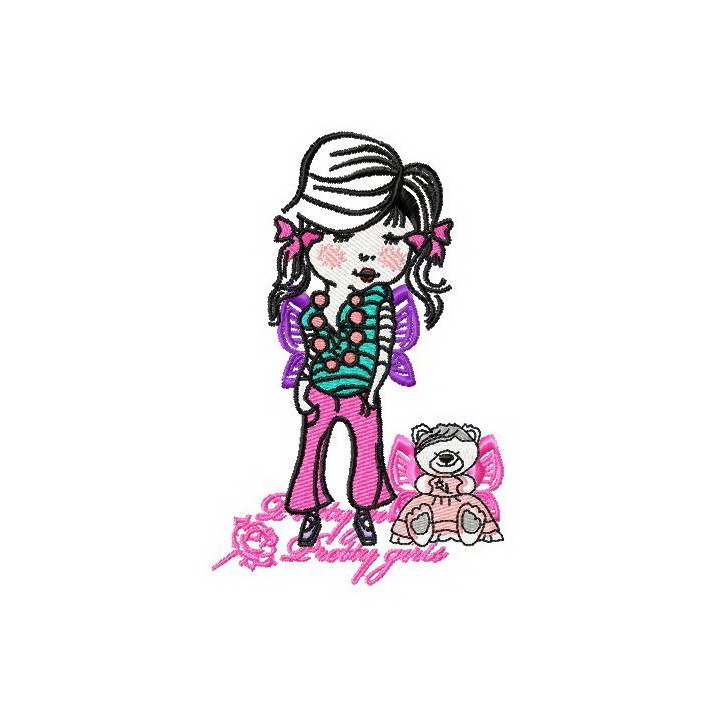 Beautiful pretty girls embroidery design - Embroidery Design