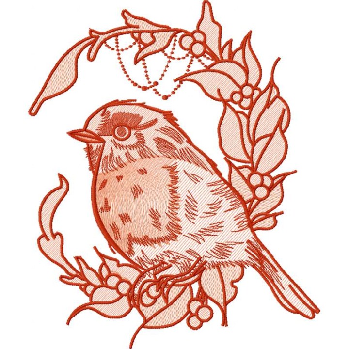 Bullfinch 4 embroidery design - Embroidery Design