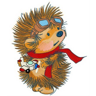 Hedgehog pilot 2 embroidery design - Embroidery Design