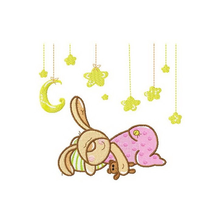 Baby bunny sweet dreams embroidery design - Embroidery Design