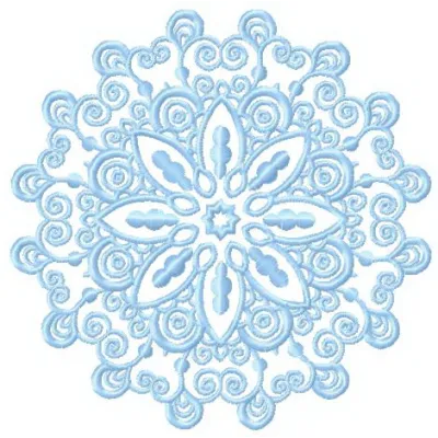 Lace doily 3 embroidery design featuring intricate snowflake patterns, ideal for decorative stitching projects.