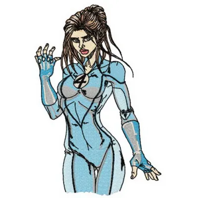 Preview of the Invisible Woman 2 embroidery design featuring the superhero from the Avengers collection.