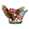 Ride free embroidery design featuring a patriotic theme, perfect for embellishing t-shirts and tote bags.